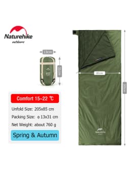 Naturehike Sleeping Bag LW180 Ultralight 3 Season Camping Hiking Sleeping Bags Outdoor Portable Waterproof Cotton Sleeping Bag