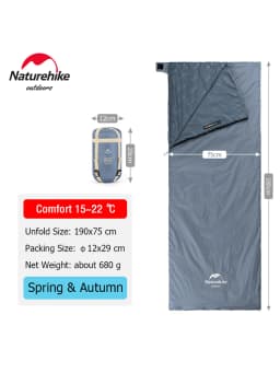 Naturehike Sleeping Bag LW180 Ultralight 3 Season Camping Hiking Sleeping Bags Outdoor Portable Waterproof Cotton Sleeping Bag