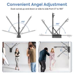 Wall Mount Support Boom Arm for light ring,Flexible Rotation Triangle Wall Mounted Lighting Stands for Studio Softbox Monolight