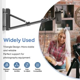 Wall Mount Support Boom Arm for light ring,Flexible Rotation Triangle Wall Mounted Lighting Stands for Studio Softbox Monolight