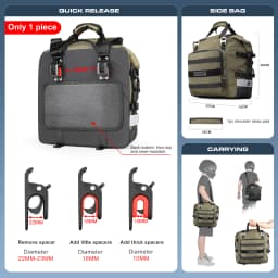Rhinowalk Motorcycle Saddlebag 20L Travel Motor Side Luggage Universal Motorbike Waterproof Removable Inner Bag Pannier 1 Piece