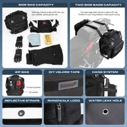 Rhinowalk Motorcycle Saddlebag 20L Travel Motor Side Luggage Universal Motorbike Waterproof Removable Inner Bag Pannier 1 Piece