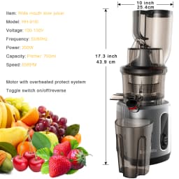 BioloMix Cold Press Juicer with 78mm Feed Chute, 200W 40-65RPM Powerful Motor Slow Masticating Juice Extractor Fits Whole Fruits