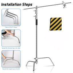 2.6M/8.5FT Stainless Steel Century Foldable Light Stand Tripod Magic Leg Photography C-Stand For Spot Light,Softbox,Photo Studio