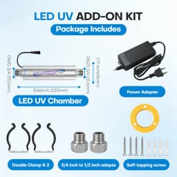 OSWNKW LED-UV Under Sink Water Purifier, UVC Water Sterilizer with Smart Flow Sensor, for RO System, Kitchen, RV & Boat