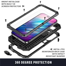 for iPhone 14 13 12 Pro Max Mini 11 Pro Max Case Full-Body Rugged Armor Shockproof Protective Kickstand Aluminum Metal Cover