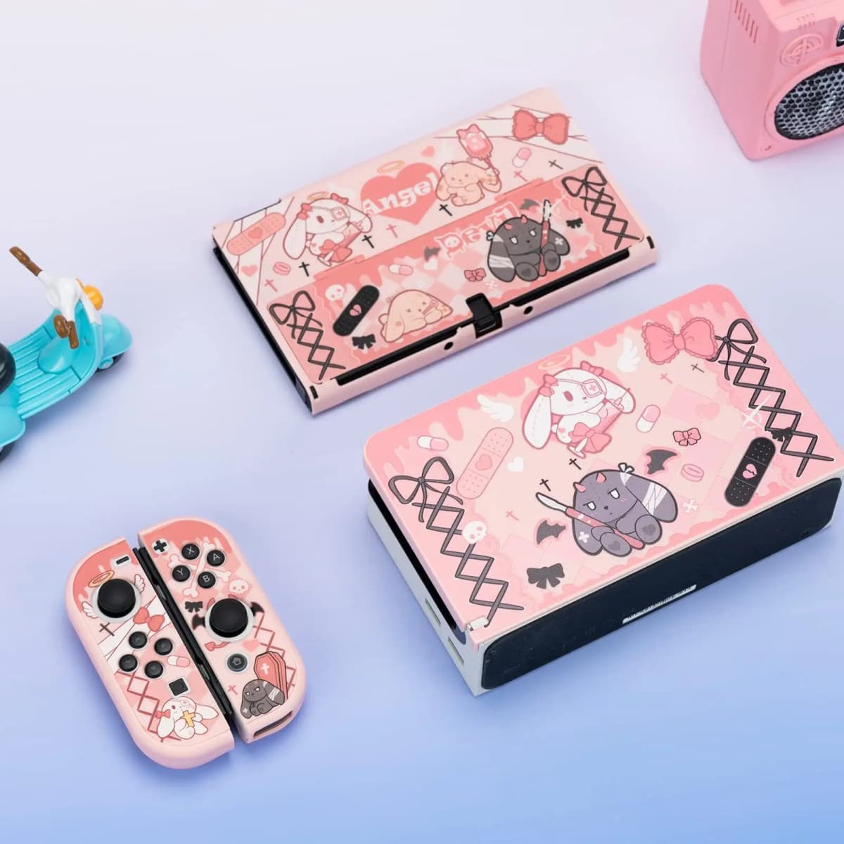 GeekShare Rabbit Protective Case for Nintendo Switch / Switch Oled Dock Cover Dust Cover Kits NS Accessories Gothic Bunny Series