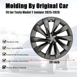 4PCS Wheel Cover 20 Inch for Tesla Model Y Juniper 2025 2026 Performance Replacement Hubcaps MY Helix 2.0 Full Rim Matte Black