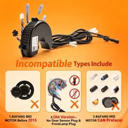 BAFANG 48V 750W BBS01 BBS02 Central Motor Controller for Mid Drive Motor with Front Lamp Connector and Gear Shift Sensor