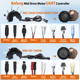 BAFANG 48V 750W BBS01 BBS02 Central Motor Controller for Mid Drive Motor with Front Lamp Connector and Gear Shift Sensor