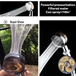 New Turbo Propeller Shower Head Water Saving High Preassure Flow 360 Degrees with Fan Extension Showerhead Rainfall with Holder