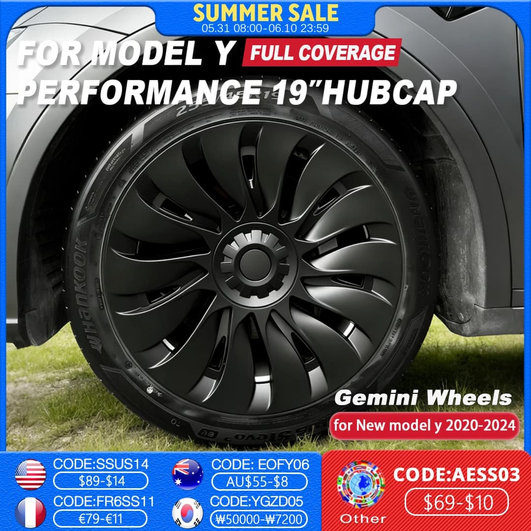 4PCS HubCap Performance Wheel Caps Automobile Replacement Hub Cap Full Rim Cover Accessories For Tesla Model Y 19 Inch 2018-2024