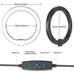 SH 10inch Ring Lamp Photography LED Ring Light Selfie Ring Lighting with Tripod Stand for Smartphone Youtube Makeup Video Studio