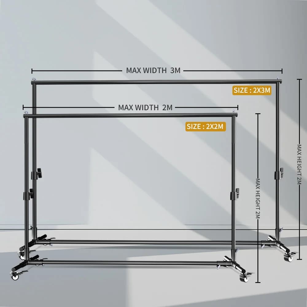 SH 2X2M / 2X3M Background Stand With 4pcs Wheels And 4pcs Fish Clips Photography Backdrop Frame Support For Photo Studio