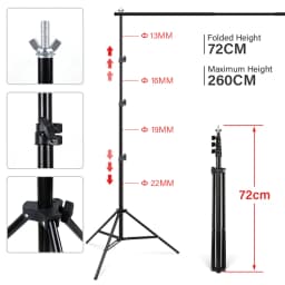 2.6x3M Photography Background Stand Photo Studio Chromakey Support System Adjustable Backdrop Stand Frame with Carrying Bag Clip