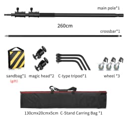 Photographic Equipment Professional Stainless Steel 2.8-3.3m Heavy Duty Light Stand Studio Softbox Heavy Duty Tripod Carrybag