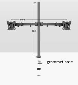 (80cm) DL-T902-280II Long Arm Tilt Swivel 10'-27' Double Monitor Desktop Stand Holder Clamp Grommet Hole Base PC Mount 12kg