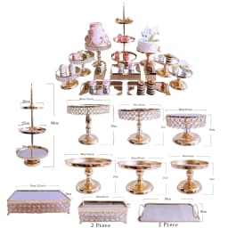 6Pcs-18Pcs/Lot Electroplate Metal Crystal Cake Stand Set Display Wedding Birthday Party Dessert Cupcake Plate Rack