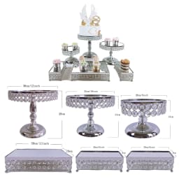 6Pcs-18Pcs/Lot Electroplate Metal Crystal Cake Stand Set Display Wedding Birthday Party Dessert Cupcake Plate Rack