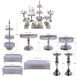 6Pcs-18Pcs/Lot Electroplate Metal Crystal Cake Stand Set Display Wedding Birthday Party Dessert Cupcake Plate Rack