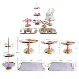 6Pcs-18Pcs/Lot Electroplate Metal Crystal Cake Stand Set Display Wedding Birthday Party Dessert Cupcake Plate Rack