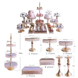 6Pcs-18Pcs/Lot Electroplate Metal Crystal Cake Stand Set Display Wedding Birthday Party Dessert Cupcake Plate Rack