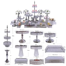 6Pcs-18Pcs/Lot Electroplate Metal Crystal Cake Stand Set Display Wedding Birthday Party Dessert Cupcake Plate Rack