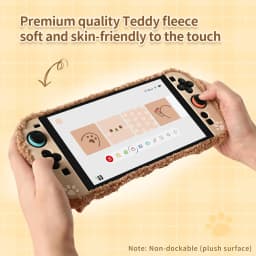 GeekShare Protective Case for Switch 1/ Switch OLED/Switch 2, Bear Plush NS Hard Shell Split Joy-con Cover For NS Accessories