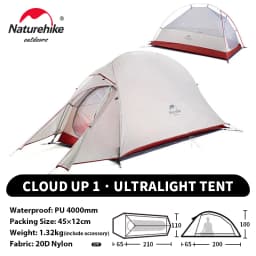 Naturehike Cloud Up 1 Upgraded Tent Ultralight Camping Tent Waterproof Outdoor Hiking Travel Tent Backpacking Cycling Tent