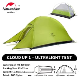 Naturehike Cloud Up 1 Upgraded Tent Ultralight Camping Tent Waterproof Outdoor Hiking Travel Tent Backpacking Cycling Tent