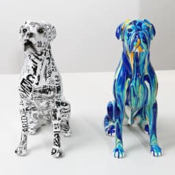 Creative Art Splash Color Painted Room Color Boxer Dog Ornaments Decor Home Entrance Wine Cabinet Office Decor Resin Crafts