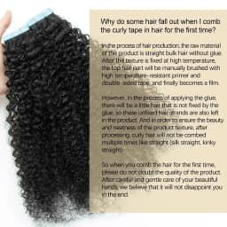 MRS HAIR Tape In Hair Extensions Deep Curly Human Hair Skin Weft Kinky Curly Tape Hair 12-24inch Natural Black Remy 20pcs/Pack