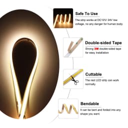 3mm 5mm COB LED Strip 12V 24V Dimmable 3000K 4000K 6000K High Density Flexible RA90 LED Strip Lights For Home Decor