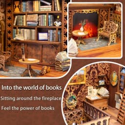 CUTEBEE DIY Book Nook Shelf Insert Kit Eternal Bookstore Dollhouse with Light Miniature House Wooden Toys Model for Adult Gifts
