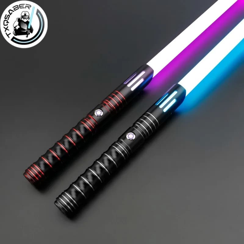 TXQSABER RGB Lightssaber Metal Hilt 12 Color Changing and Sounfonts FOC Lock Up Light Saber Cosplay Toys Blaster Swords