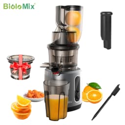 BioloMix Cold Press Juicer with 75mm Feed Chute, 200W 40-65RPM Powerful Motor Slow Masticating Juice Extractor Fits Whole Fruits
