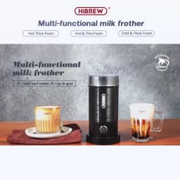 HiBREW Electric Milk Frother Frothing Foamer Chocolate Mixer Cold/Hot Latte Cappuccino fully automatic Milk Warmer Cool M1A