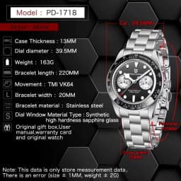 PAGANI DESIGN Men's Watch Panda Chronograph Luxury Quartz Wrist Watches Japanese Movement Sapphire Mirror 10Bar Waterproof Clock