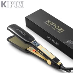 KIPOZI Professional Hair Straightener Titanium Flat Iron with Digital LCD Display Dual Voltage Instant Heating Curling Iron