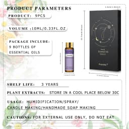 PHATOIL 9PCS Gift Set 10ml Pure Natural Essential Oils Kit Vanilla Sandalwood Lemon Eucalyptus Lavender Rose Essential Oils Set