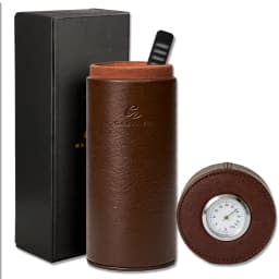 Leather Cigar Tube Jar Portable Cedar Wood Humidor Box Cigar Case W/ Humidifer Hygrometer Fit 5 Cigars Humidor