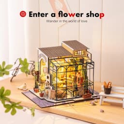 Rolife DIY Dollhouse Kit Mini House with Furnitures Accessories 1:24 Scale Craft Kit Emily's Flower Shop