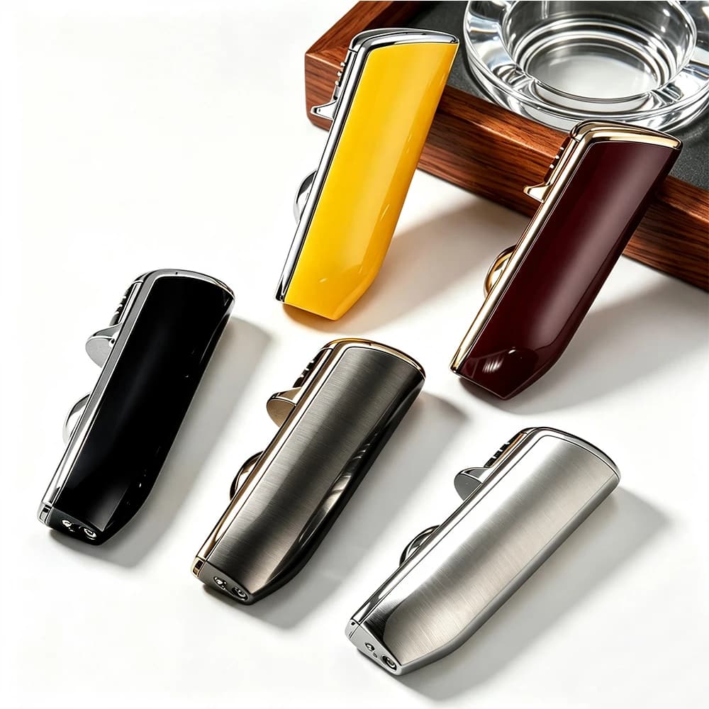 Luxury Lighter Butane Cigar Lighter Windproof Metal 3 Jet Lighters Smoking Igniter Cigar Punch Cutter