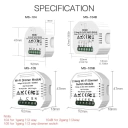 WiFi Smart Light Dimmer Module / Switch Module Smart Life Tuya APP Remote Control Work via Alexa Google Home 1/2 Way 1/2 Gang