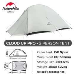 Naturehike Cloud Up 2 Person Tent Outdoor Camping Tent Ultralight 2 Person 20D Tent Free Standing Hiking Travel Backpacking Tent