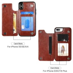 For iPhone 11 Pro XR XS Max 6s 7 8 Plus SE 2020 Wallet Case Luxury Slim Fit Premium Leather Card Slots Shockproof Flip Shell