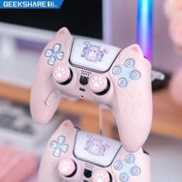 GeekShare PS5 Controller Case Set Silicone Thumb Grip Caps , NSPRO Controller Shell Cover , Sticker for SONY Playstation 5