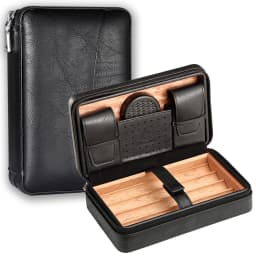 GALINER Cigar Humidor Case Charuto Cedar Wood Leather Travel Humidor Humidifier Set Gift Box (Without Lighter Cutter)