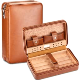 GALINER Cigar Humidor Case Charuto Cedar Wood Leather Travel Humidor Humidifier Set Gift Box (Without Lighter Cutter)