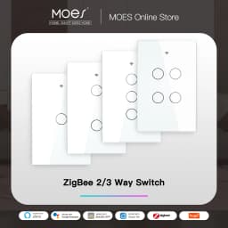 ZigBee Wall Touch Smart Light Switch With Neutral/No Neutral, No Capacitor Smart Life/Tuya 2/3 Way Control Compatible Alexa Goog
